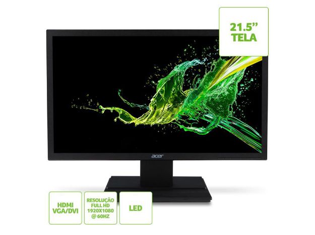 imagem de Monitor Acer 21,5" Led Full Hd Hdmi Vga Vesa Dvi Inclinacao 25° - V226hql