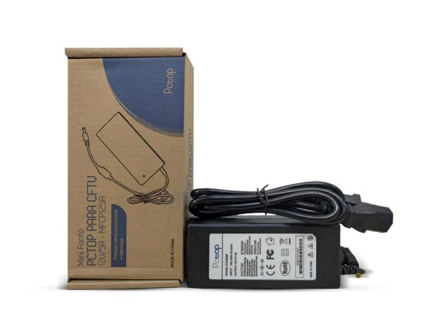 imagem de Fonte Pctop P/ Cftv/Led/Notebook 2.1/5.5mm 12v/5a c/ Cabo Alimentacao Incluso - Mfcp125a