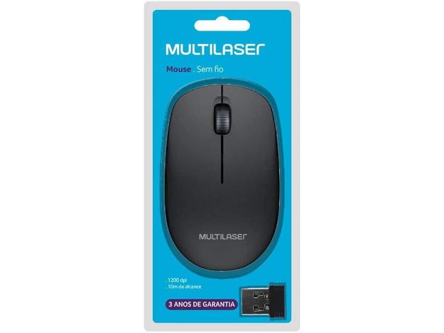 imagem de Mouse Multilaser sem Fio 2.4 Ghz 1200 Dpi Usb Preto - Mo251