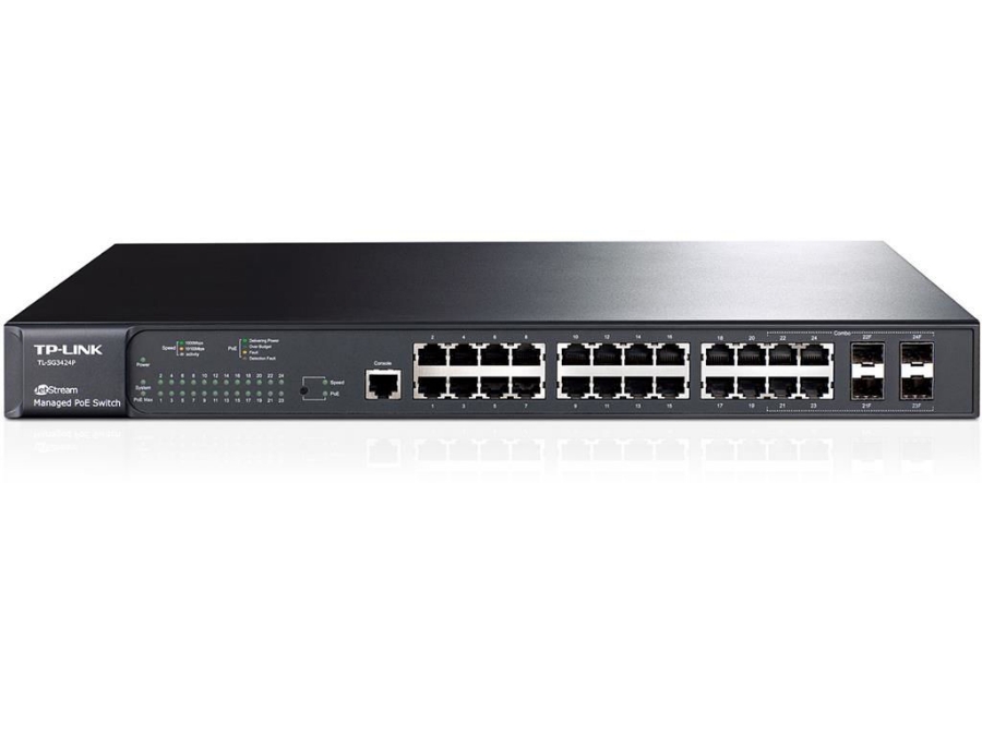 imagem de Switch Tp-Link 24 Portas T2600g (Tl-Sg3424p) Poe 10/100/1000mbps + 4 Portas Sfp Gerenciavel L2 - Tpl0485