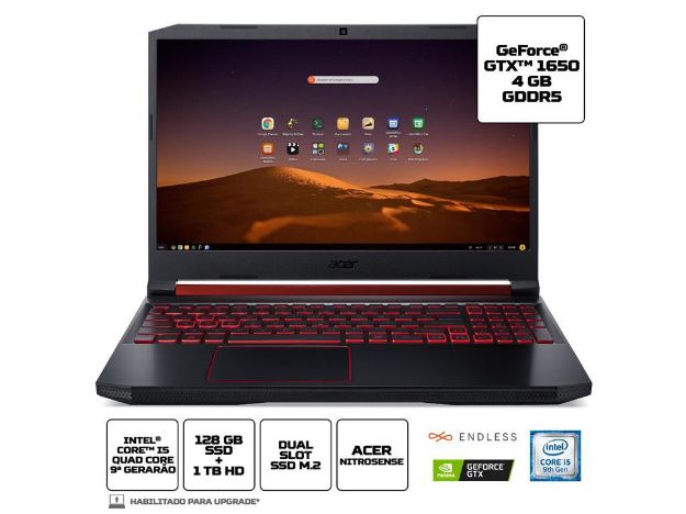 imagem de Notebook Gamer Acer Nitro 5 An515-54-58cl I5-9300h 8gb 1tb 128gb Ssd 1tb Gtx 1650 4gb Dedi 15,6" Fhd Linux - Nh.Q6pal.00