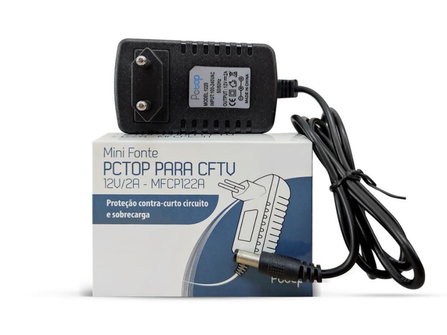 imagem de Fonte Pctop P/ Cftv/Led 2.1/5.5mm 12v 2a - Mfcp122a