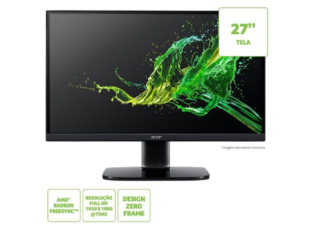 imagem de Monitor Acer 27" Ka272 Led 1ms 75hz Zero Frame Fhd Hdmi Vga Vesa Freesync - Um.Hx2aa.A02