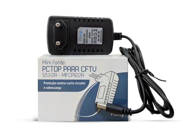 imagem de Fonte Pctop P/ Cftv/Led 2.1/5.5mm 12v 2a - Mfcp122a