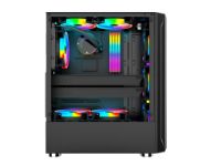 imagem de Gabinete Hayom Gamer Lat Dir Vidro Temperado Led Rgb Frontal 02 Baias Atx/Micro-Atx/Mini-Atx S/Fonte C/03 Fans - Gb1706