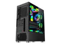 imagem de Gabinete Hayom Gamer Lat Dir Vidro Temperado Led Rgb Frontal 02 Baias Atx/Micro-Atx/Mini-Atx S/Fonte C/03 Fans - Gb1706