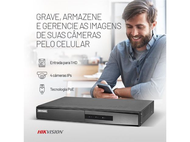 imagem de Nvr 4 Canais com Poe Hikvision Ds-7104ni-Q1/4p/M
