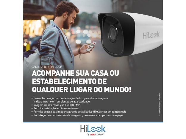 imagem de Camera Ip 2mp Bullet 2.8mm Ir30mts Ip67 Hilook Ipc-B121h-L (Similar Ds-2cd1023g0e-I)
