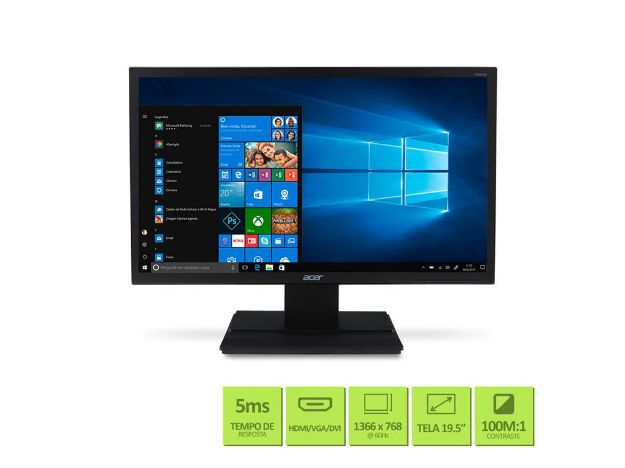 imagem de Monitor Acer 19,5" Led Hdmi Vga Vesa Inclinacao 25° - V206hql