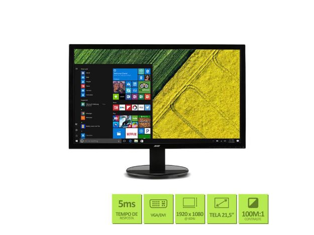 imagem de Monitor Acer 21,5" K222hql Led Tn Full Hd Hdmi Vga Dvi - Um.Wx2aa.003