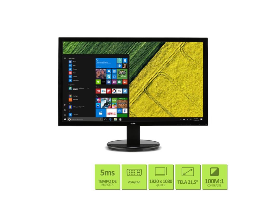 imagem de Monitor Acer 21,5" K222hql Led Tn Full Hd Hdmi Vga Dvi - Um.Wx2aa.003