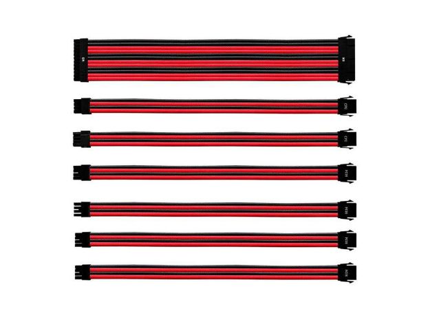 imagem de Kit de Cabo Extensor Sleeved para Fonte Cooler Master Vermelho/Preto Rdbk Gl Pvc 30 Cm 7 Cabos - Cma-Nest16rdbk1-Gl