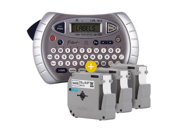 imagem de Rotulador Brother Eletronico Portatil Cinza com 3 Fitas - Pt70bmbp