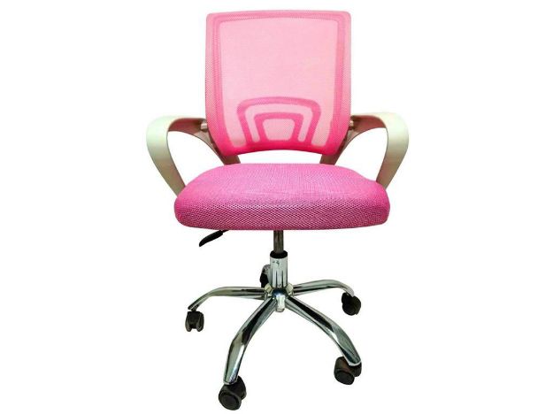 imagem de Cadeira de Escritorio Pctop Home Office Fit Branca e Rosa - 1001