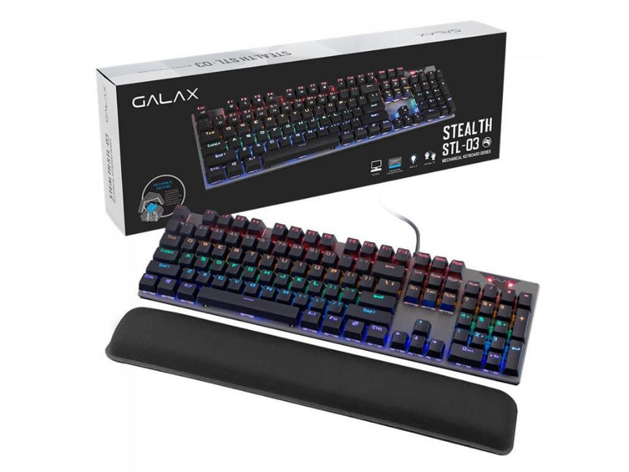 imagem de Teclado Galax Gamer Stl-03 Padrao Americano 104 Teclas Usb com Fio Switch Azul - Kgs0314t1mr1bbk0