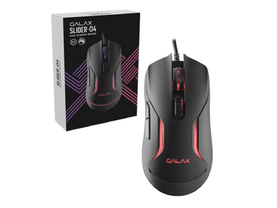 imagem de Mouse Gamer Galax Slider-04 com Fio Usb 6400 Dpi Preto - Mgs04ux26rg2b0