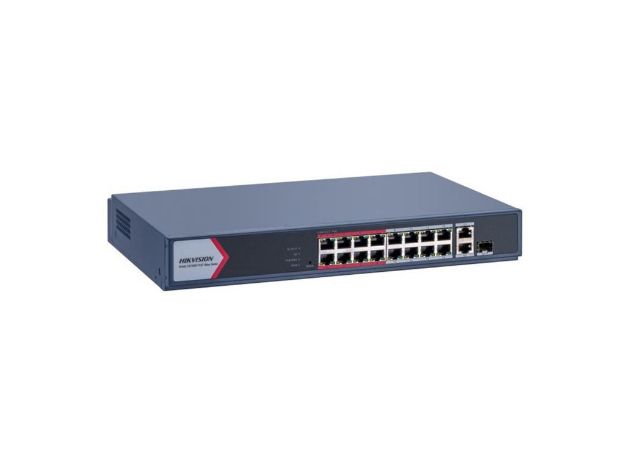 imagem de Switch Hikvision Gerenciavel (Via App Hik-Connect) Metalico Ds-3e1318p-Ei/M 16 Portas Poe 10/100mbps + 01 Rj45 + 01 Sfp