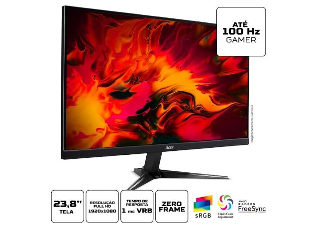 imagem de Monitor Acer Nitro 23,8" Qg241y Led/Ips Full Hd 100hz 1ms Hdmi Vga Freesync Vesa - Um.Qq1aa.E02