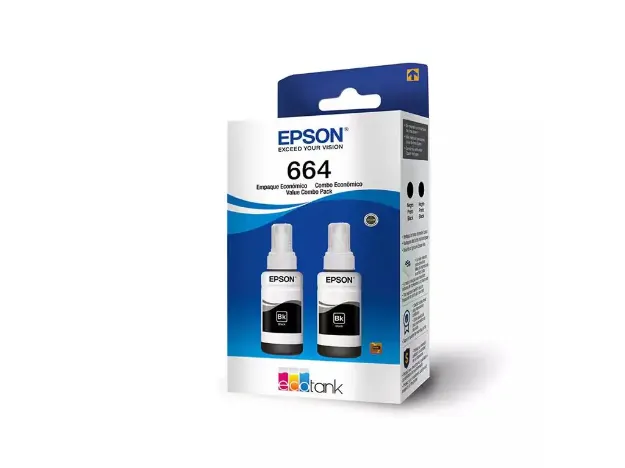 imagem de Kit 2 Garrafas de Tinta Epson 664 Preto 70ml - T664120-2p