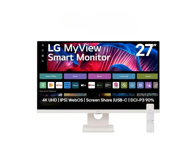 imagem de Monitor Smart Lg 27" Myview Ips 4k Uhd 60hz 5ms Hdmi, Usb-C, Vesa - 27sr73u-W.Awzm
