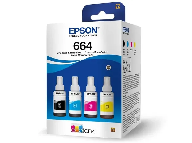imagem de Kit 4 Garrafas de Tintas Epson 664 70ml - T664520-4p
