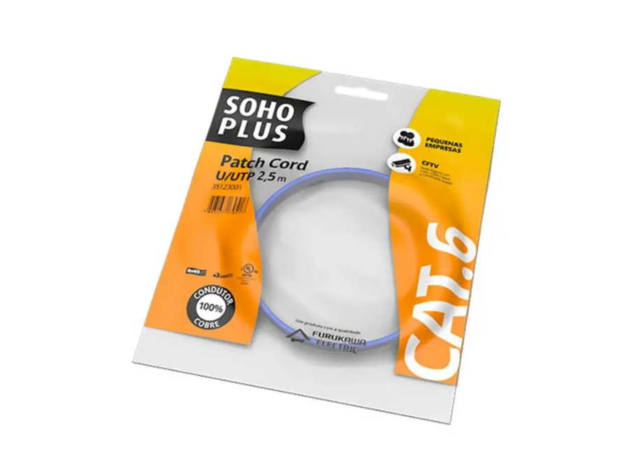 imagem de Patch Cord Furukawa U/Utp Sohoplus Cat6 2.5m Azul Claro - 35123001